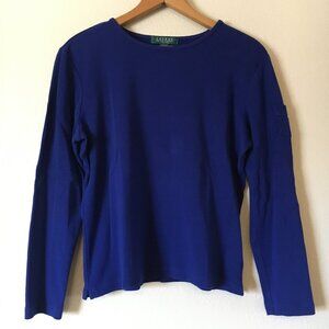 Lauren Ralph Lauren Blue Shirt PL Logo Pocket Preppy Cotton Layering